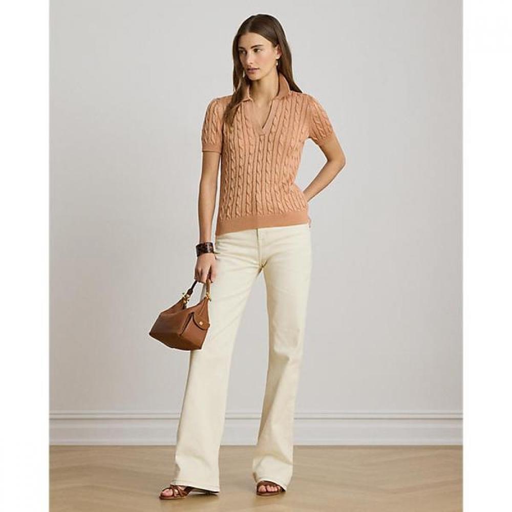 Lauren Ralph Lauren Cable Cotton Blend Short Sleeve Sweater Wmlrswesn820217650