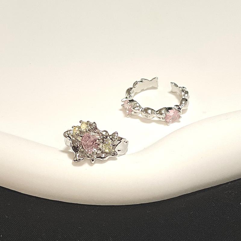 Sugar Paper Color Love Zir*****Pen Ring Niche Design Stacking Wearing Personalized Sweet Sister High Sense Light Luxury Index Finger Ring