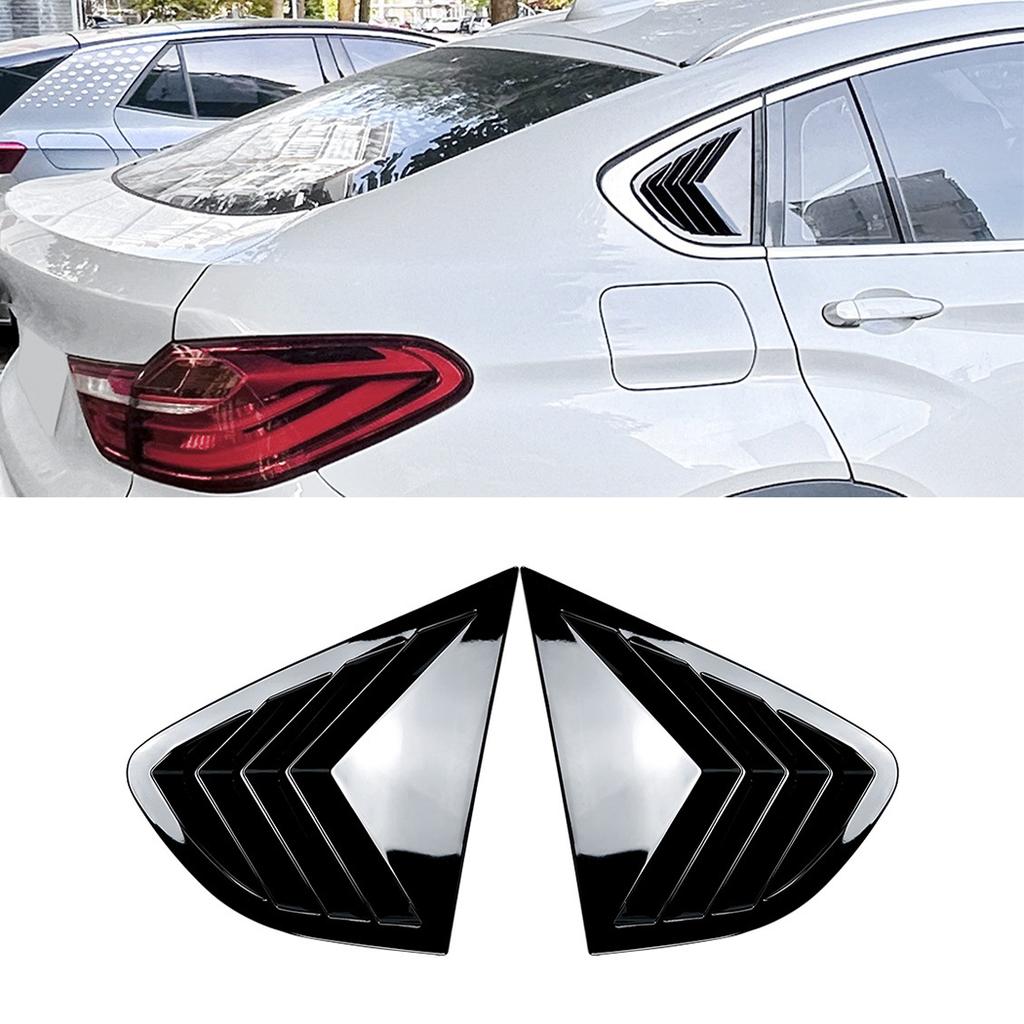 Car Rear Window Shutter Cover Trim For BMW X4 F26 2014-2018 Window Louver Side Vent Trim Glossy black/Carbon Fiber look