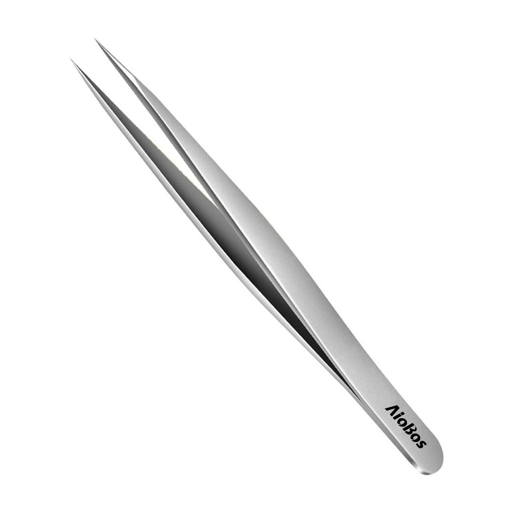 AioBos Precision Tweezers with Sandblasting for Eyebrow Nose Blackhead Beard Unisex Storage Case for Easily and Accurately Remove Hair Fine-Tipped