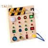 LED Light Switch Busy Board Toddler Light-up Switch Control Wooden Board Toy Portable Travel Fine Motor Skills Kids Early Educational Learning