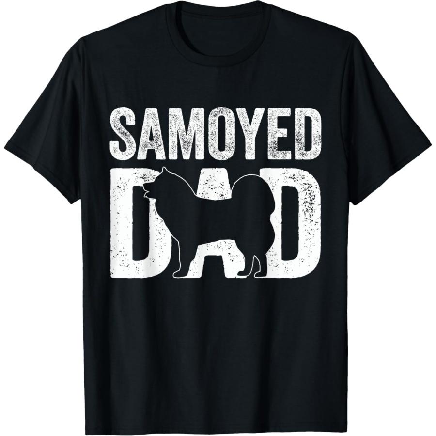 Retro Samoyed Dad Papa Father s Day Samoyed Silhouette T-Shirt S