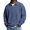 2026 autumn and winter new semi-zipper loose polo collar waffle long-sleeved casual top men's clothing