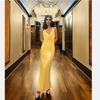 2025 Evening Dress European and American Yellow Flower Sequined Tube Top Evening Dress Sexy Sequin Women's Dress