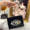 High Quality Luxury Velvet Handbag Glitter Rhinestones Diamond Evening Bag Clutch Purse For Wedding Party Shoulder Crossbody Bag