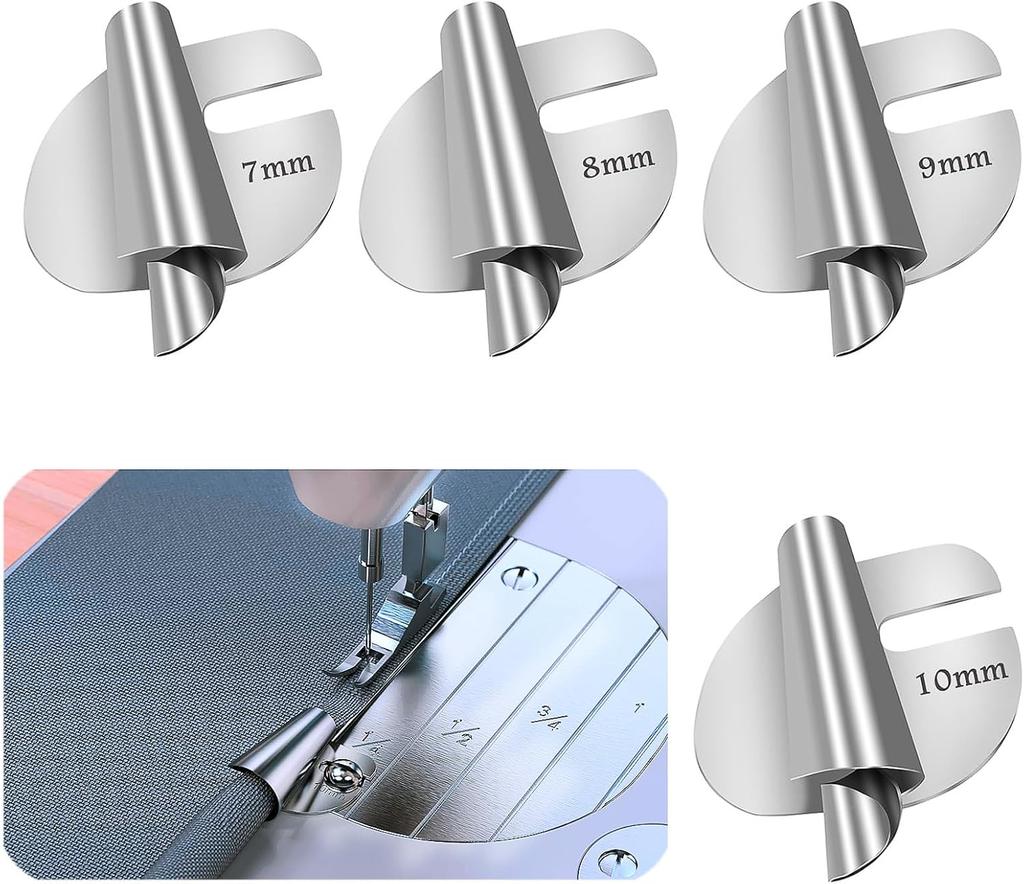 Universal Sewing Rolled Hemmer Foot 4PCS Rolled Hem Presser Foot 7/8/9/10mm Wide Rolling Hem Foot Sewing Machine Presser Feet Hemmer Home Industrial