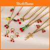 Stainless Steel Fruit Necklace For Women Summer Fashion Jewelry With Resin Pendant