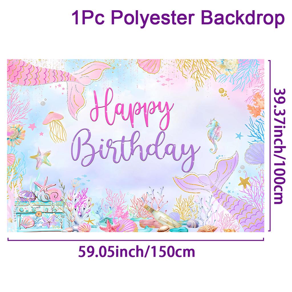 Glitter Mermaid Theme Backdrop Photography Baby Shower Decor Background Photocall Girl Birthday Backdrops Decor