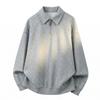 Classic American Style Polo Collar Sweatshirt For Men With Cotton Blend Comfortable Fit Casual Wear