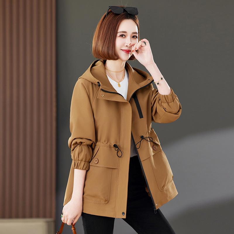 Ankola Women's Red Hooded Jacket: 2025 Spring & Autumn Fashionable Casual Short Trench Coat