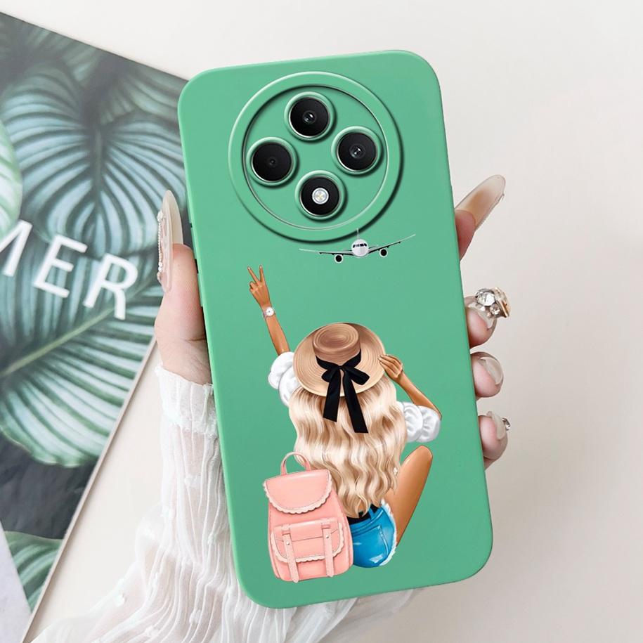 For OPPO Reno 12F 5G Case 2024 Fashion Pretty Girls Soft Liquid Silicone Shockproof Cover For OPPO Reno12 F 4G Reno 12 FS Bumper