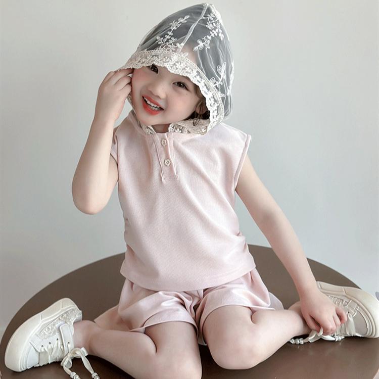 Mädchen Sommer Weste Set Kinder Spitze Ärmellos Zweiteiler Baby Sommerkleidung Trendig
