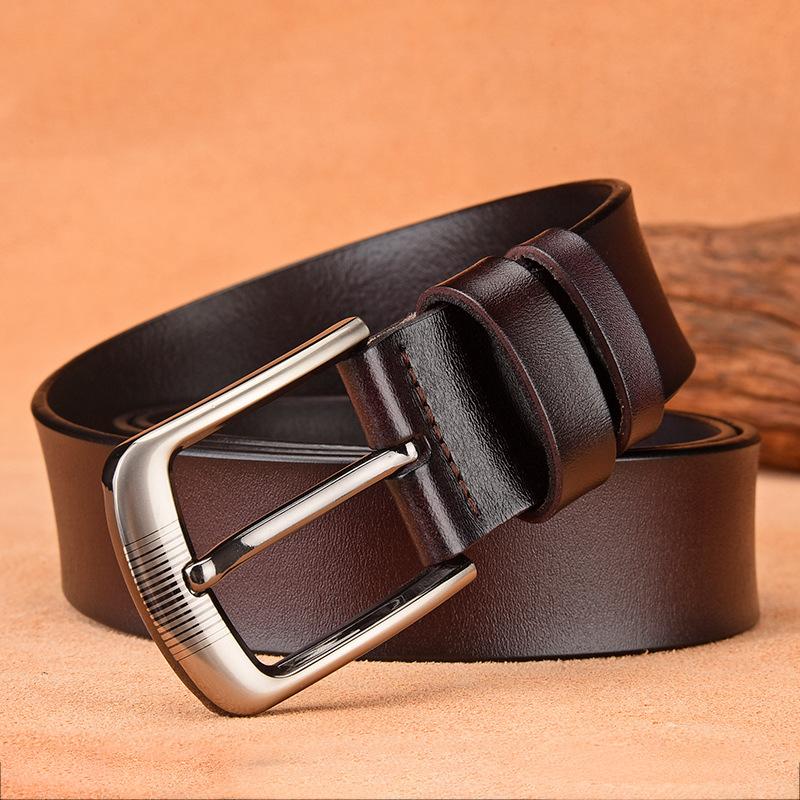Men'S Pin Buckle Leather Belt, Retro Casual Men'S Cowhide Belt, Men'S Trouser Belt