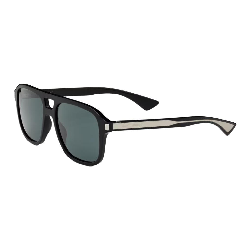 Saint Laurent Metal Hinge Detail Acetate Pilot Sunglasses Unisex sunglasses Black 862875Y99671033