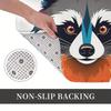 Light Gray Mat with Raccoon Illustration in Colorful Gradient Fur, Polyester Rug for Indoor Home Decor 1PC