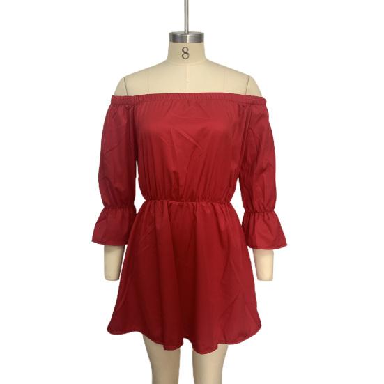 Women Dress Off Shoulder Ruffles Summer Solid Color Strapless Mini Dress for Daily Wear