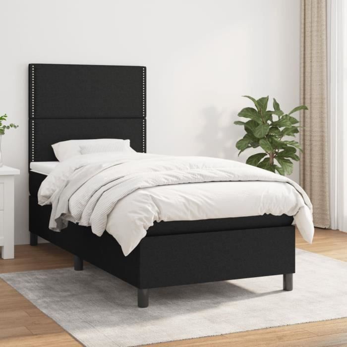 3141675 vidaXL Divan Bed with Mattress Black 100x200 Cm Fabric