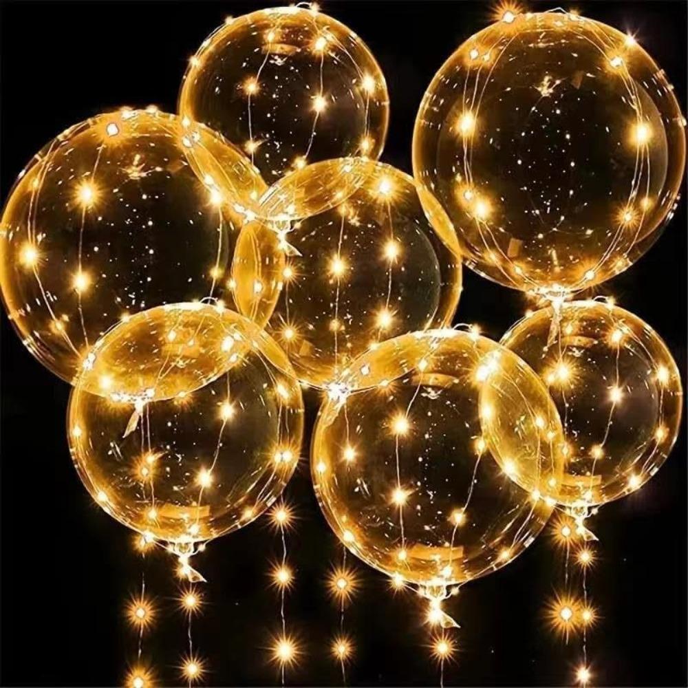 7pcs 20inch Transparent Led Bobo Balloons Glow in The Dark Light Up Bobble Balls  Wedding