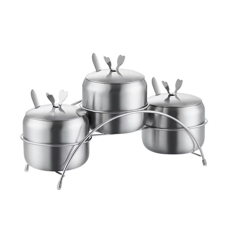 ZISIZ Korean Style 3-Jar Stainless Steel Seasoning Set