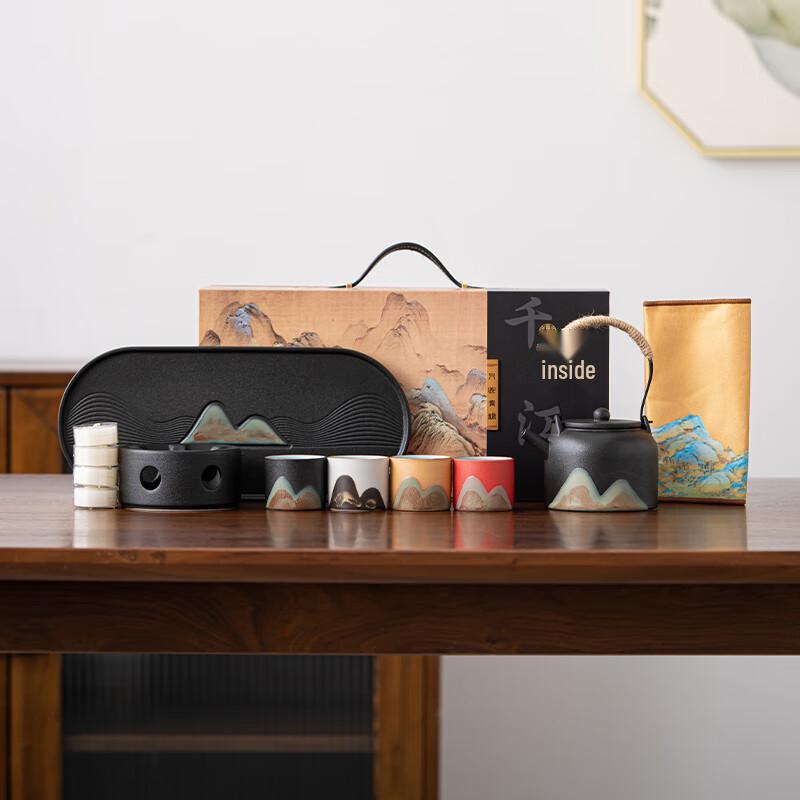 Qianli Jiangshan Hand-painted Ceramic Tea Set Gift