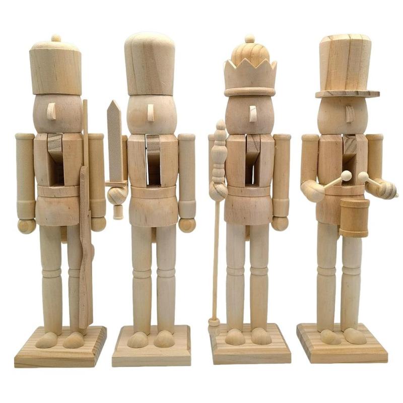 

Рождественские деревянные незаконченные фигурки Щелкунчика, ореховые солдатики, украшения своими руками, пустые, неокрашенные LL0064