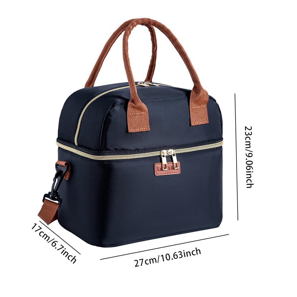 

Портативная двухслойная сумка для ланча, утолщенная водонепроницаемая термосумка, портативная студенческая сумка для ланча, термосумка для офисного работника чёрный