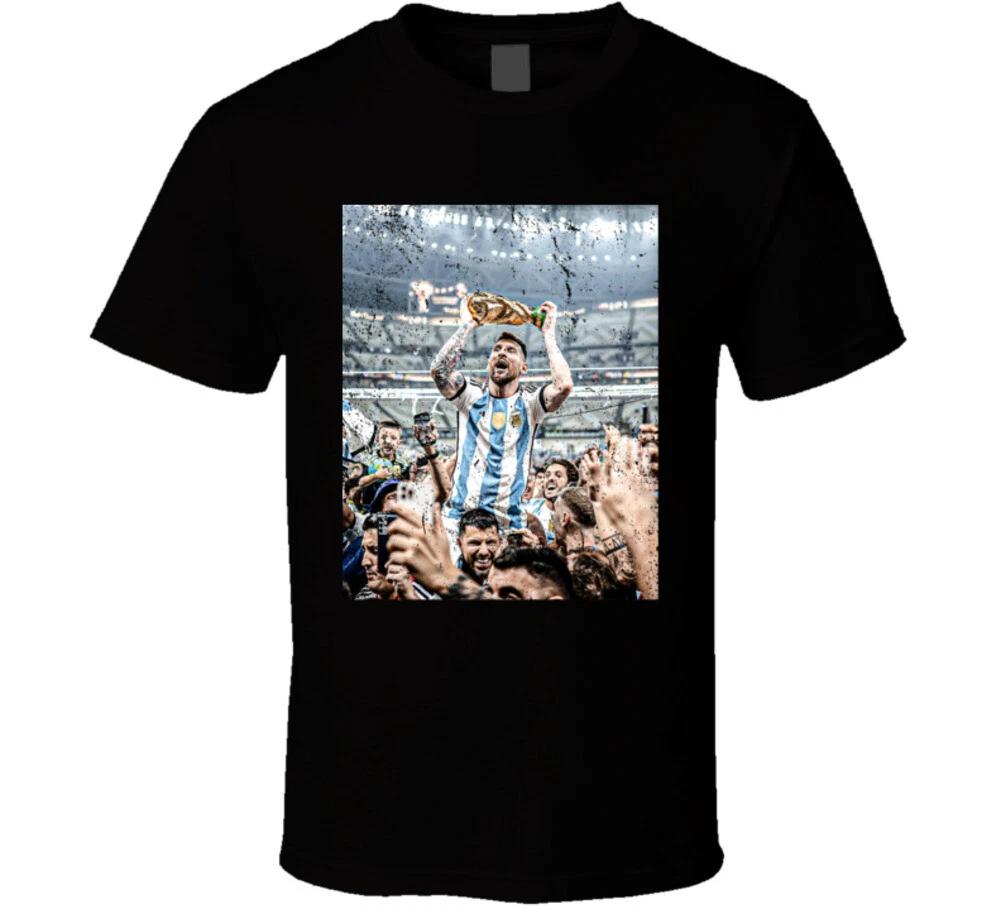 Lionel Messi Lifting World Cup Distressed T Shirt XXXXL