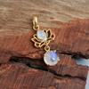 Natural Moonstone Silver Charm Lotus Pendant 925 Sterling Silver Yellow Gold Plated Jewelry