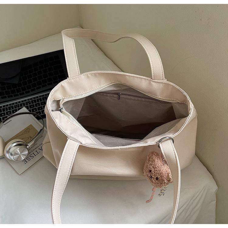 Korean Style Large Embroidered Canvas Shoulder Bag for Women - 2025