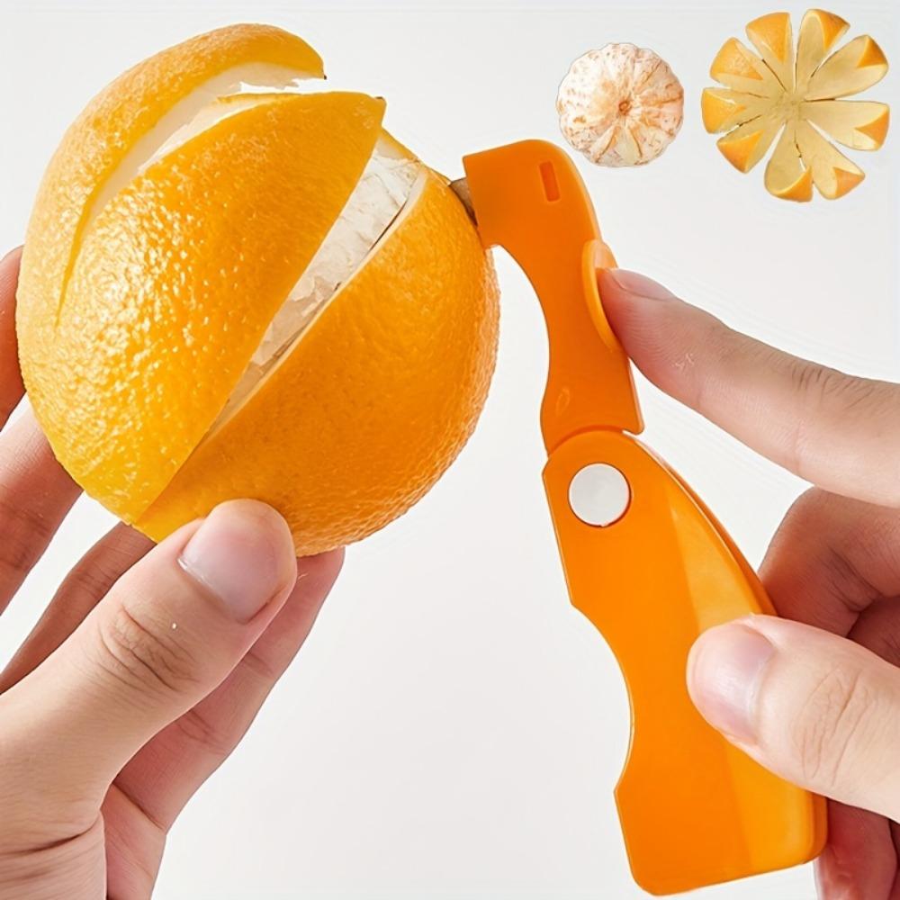 Orange Peeler, Plastic Orange Peeler, Simple Lemon Peeler, Grapefruit Peeler, Creative Cutter, Orange Peeler Tool with Folding Handle, Fruit Peeler