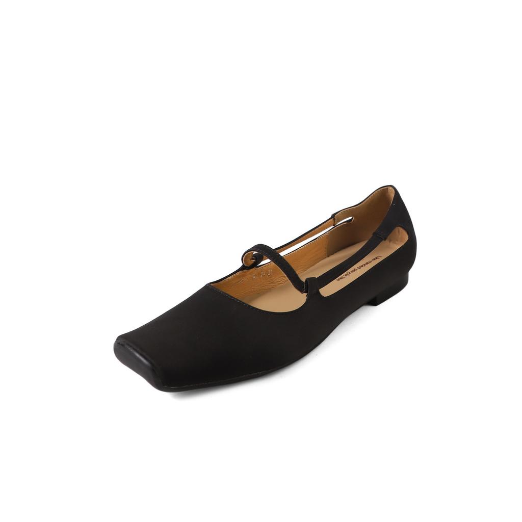 Mary Jane Serie~ einfarbige silberne kleine Einzelschuhe, flache Schuhe mit leichtem Ausschnitt und eckiger Spitze, Damenschuhe einer Nischenmarke für Frühling 2025
