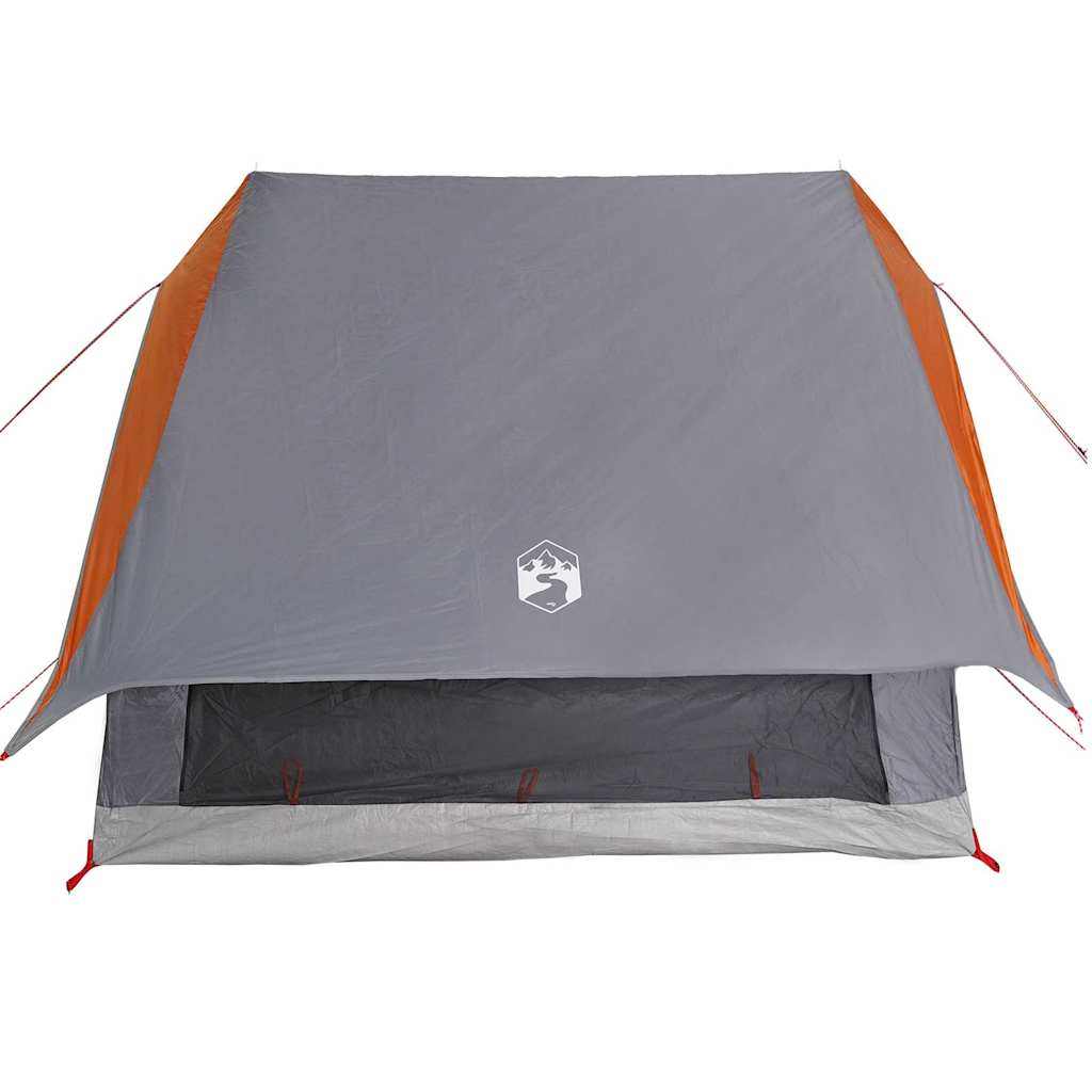 Family Tent with Roof in Grey and Orange 220 x 220 x 184 cm