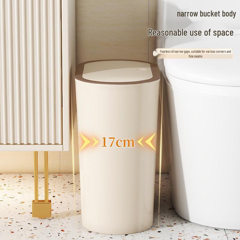 High-Value Stylish Gap-Fit Trash Can with Lid - Large Capacity for Bedroom & Bathroom