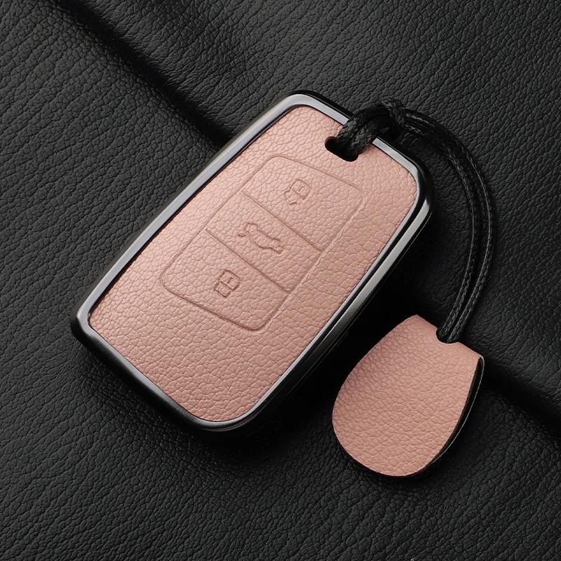 Metal And Leather Car Key Case Cover For Vw Volkswagen Passat B8 Cc Arteon Magotan Gte Skoda Fabia Superb A7 Kodiaq