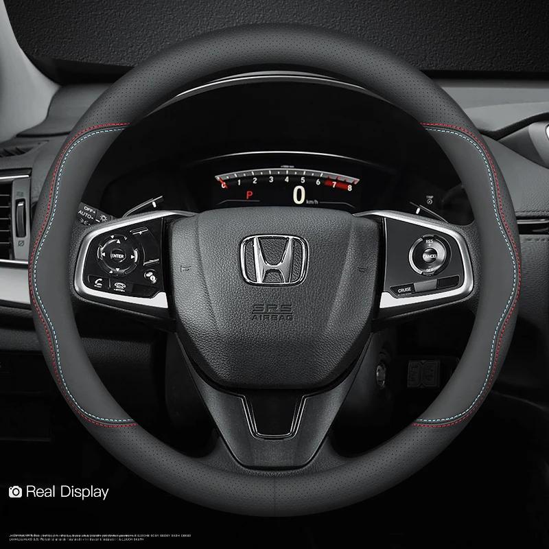 Leather Car Steering Wheel Cover for Honda CRV Ridgeline HRV Prologue URV Accord ZRV Odyssey WRV BRV Accord Pilot Fit Passport
