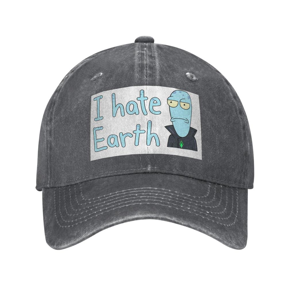 Korvo I Hate Earth Solar Opposites Cartoon Washed Denim Cap Casual Baseball Caps Adjustable Hat Summer Unisex Baseball Hats