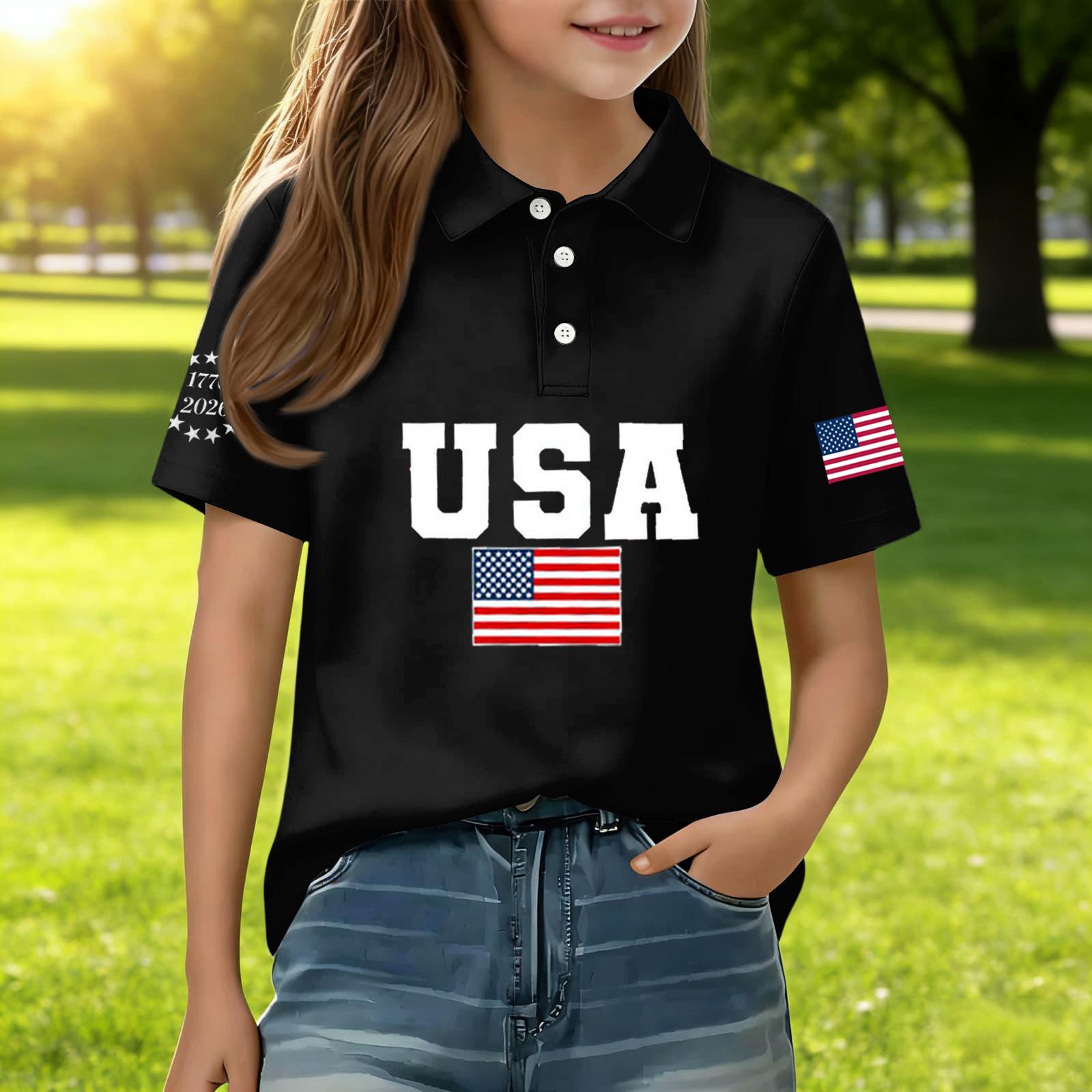 

Children s Daily Casual Short-sleeved Print Tops T-shirts Shirts 110 чёрный
