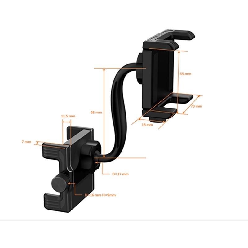 Auto Clamping Phone Holder for Car Rearview Mirror Antislip Silicone Universal Mount with 360 Rotation