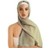 Solid Color Chiffon Hijab Scarf Bubble Pearl Soft Chiffon Headscarf Plain Design Folded Style Shawls Scarf Summer Season
