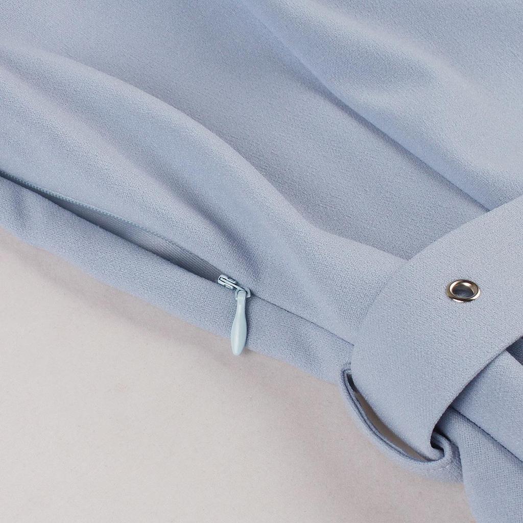 Damen Retro Swingkleider Kurzarm V-Ausschnitt Schleife Knopfleiste Gürtel Hepburn-Stil Kleid Hohe Taille Freizeitkleidung