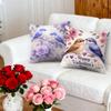 4pcs Valentine'S Day Throw Pillow Covers | Pink Purple Flowers and Birds Designs, Zip Closure, Polyester, Hand Wash Only