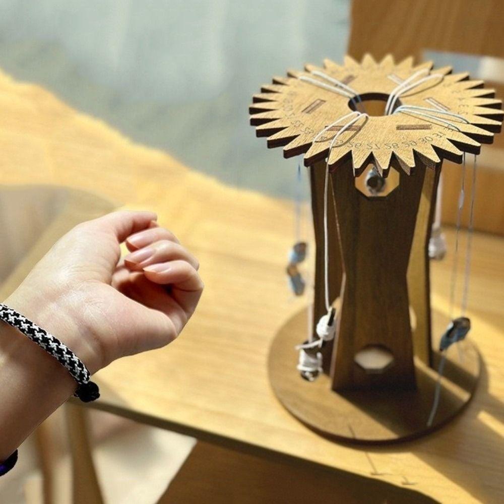 Weaving Wood Braiding Disk String DIY Bracelet Knitting Disk Handmade Woven with Wooden Handles Hand Rope Braiding Frame Desktop