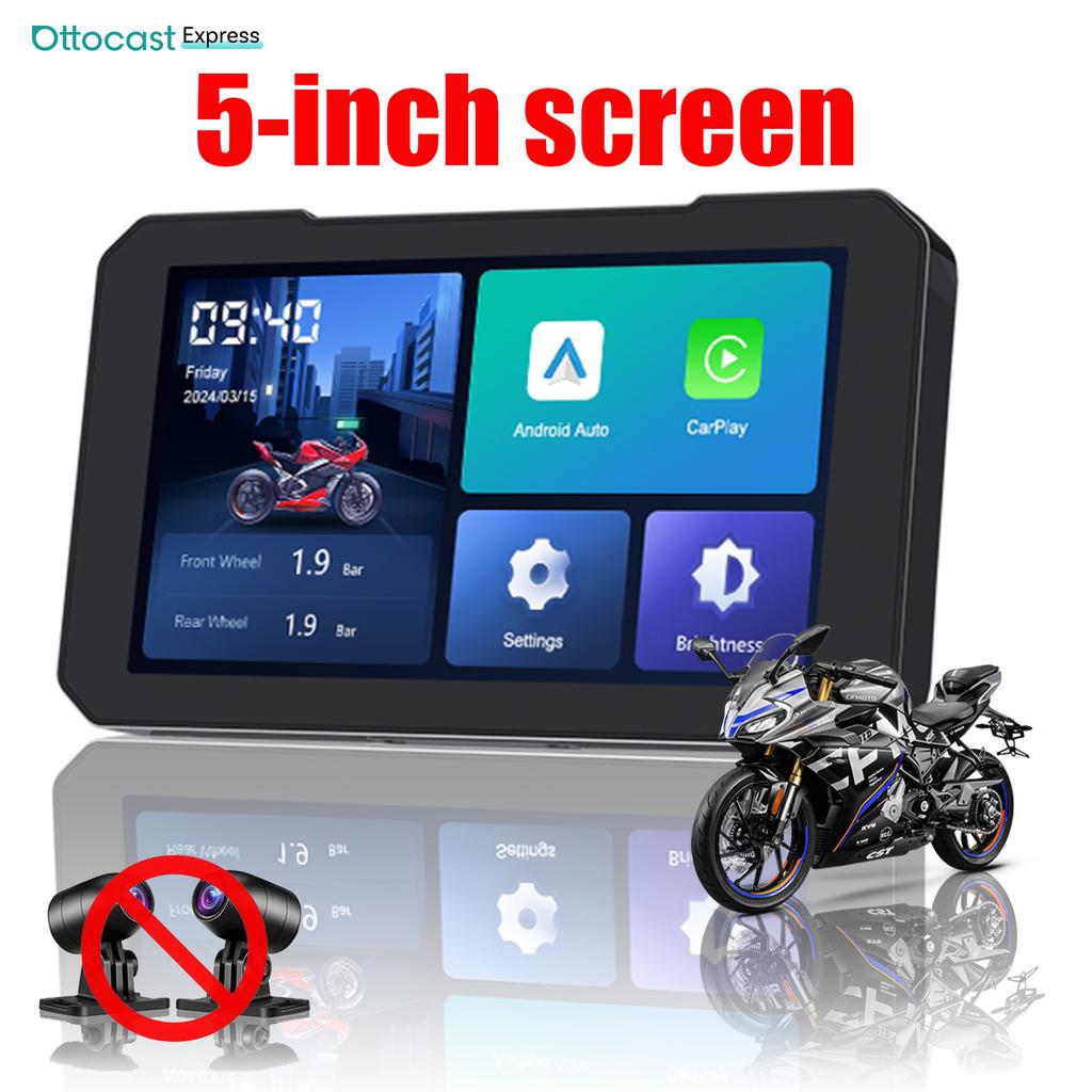 OTTOCAST C6 Wireless CarPlay Android Auto Motorcycle Screen with DVR TPMS IP67 Waterproof 6 inch Motorcycle Touchscreen
