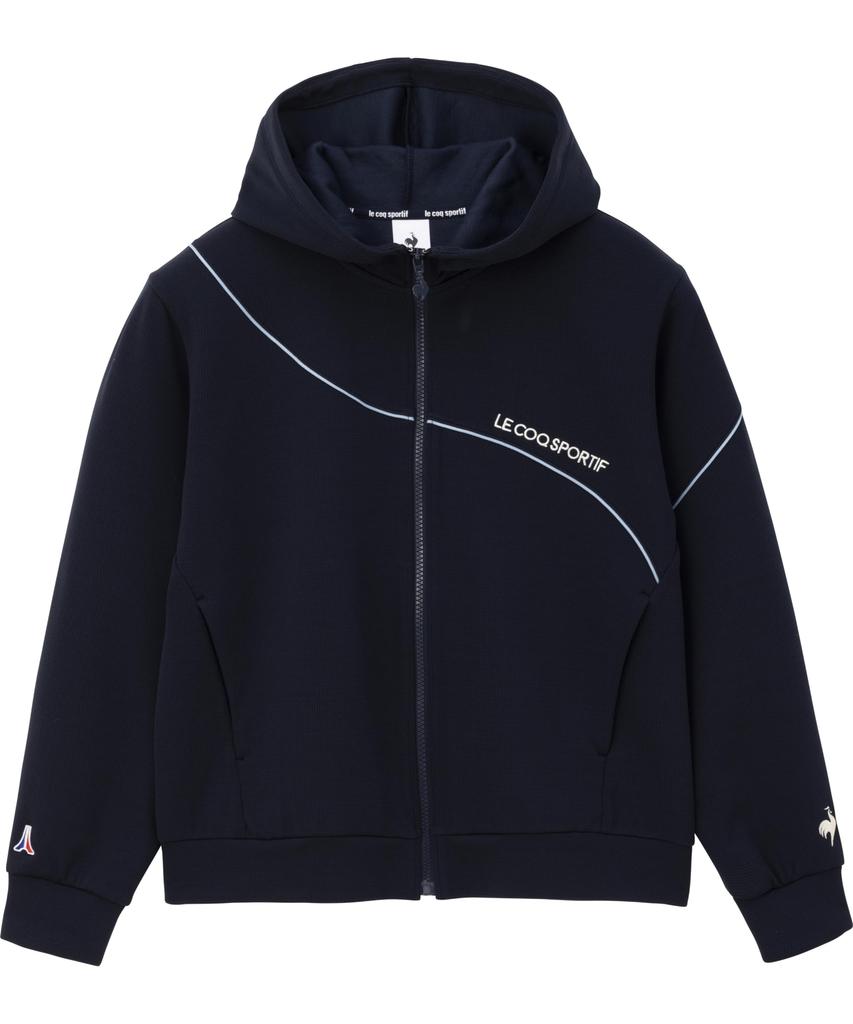 Le Coq Sportif Heranka Stretch Long Sleeve Hooded Navy Size L Women's Water-Repellent Jacket, Parka, (LT4FJG, LT4FJG11L)