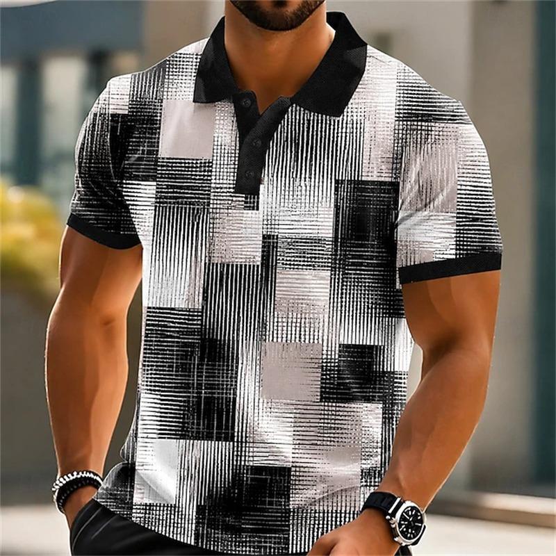 Men's Summer Polo Shirt Striped Short-Sleeve Breathable Men's Top Business-Style Collar High-Quality Short-Sleeve Top