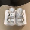 2025 summer new casual outer wear belt buckle cool slippers thick bottom fashion beach one word slippers women