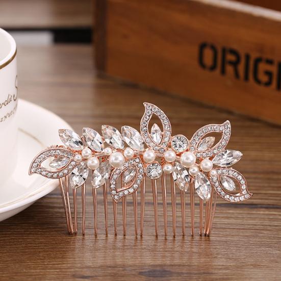 Elegant Lady Rhinestone Faux Pearl Hair Pin Comb Clip Wedding Bridal Headwear