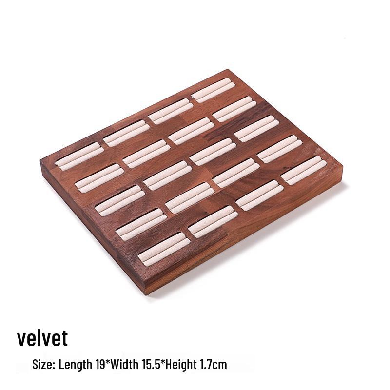 Walnut Wood Microfiber Jewelry Display Set for Necklace, Ring, Earrings, and Bracelet.