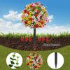 Artificial Violet Topiary Ball UV Resistant Violet Blooms Fake Evergreen Plants Flowers Brush with Ground Spike for Outdoor Indoor Garden Decor