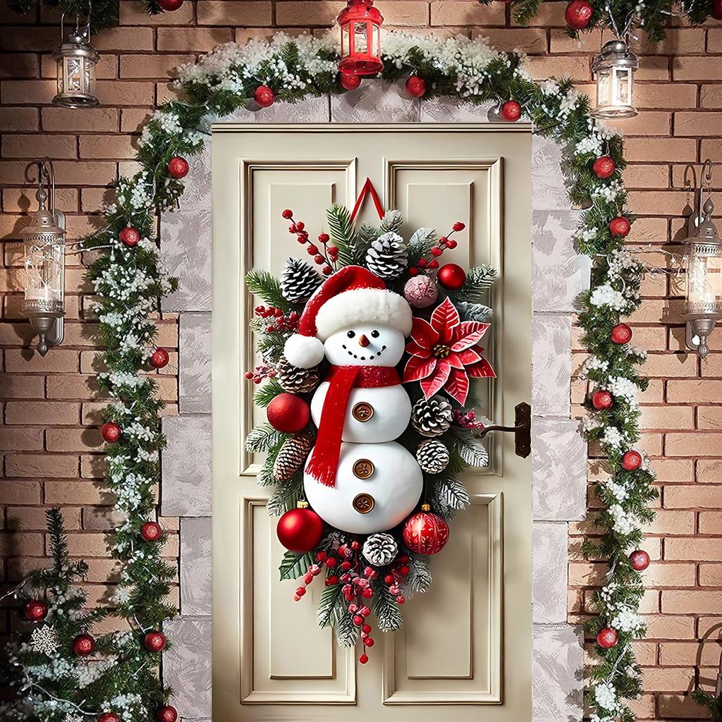 Christmas Door Cover Decoration Santa Claus New Year Xmas Background Decor Outdoor Photo Door Curtain Hanging Blanket 180X90CM